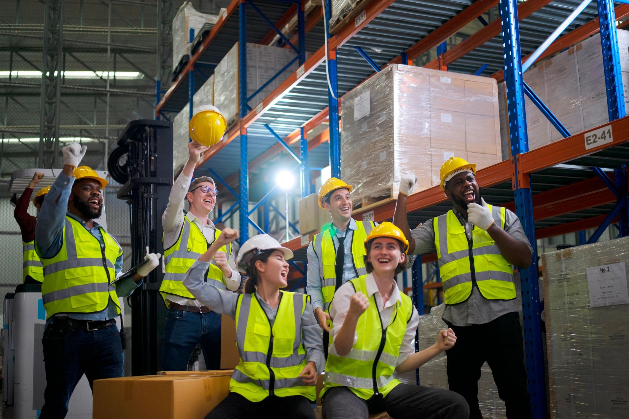 Warehouse and logistics professionals collaborating
