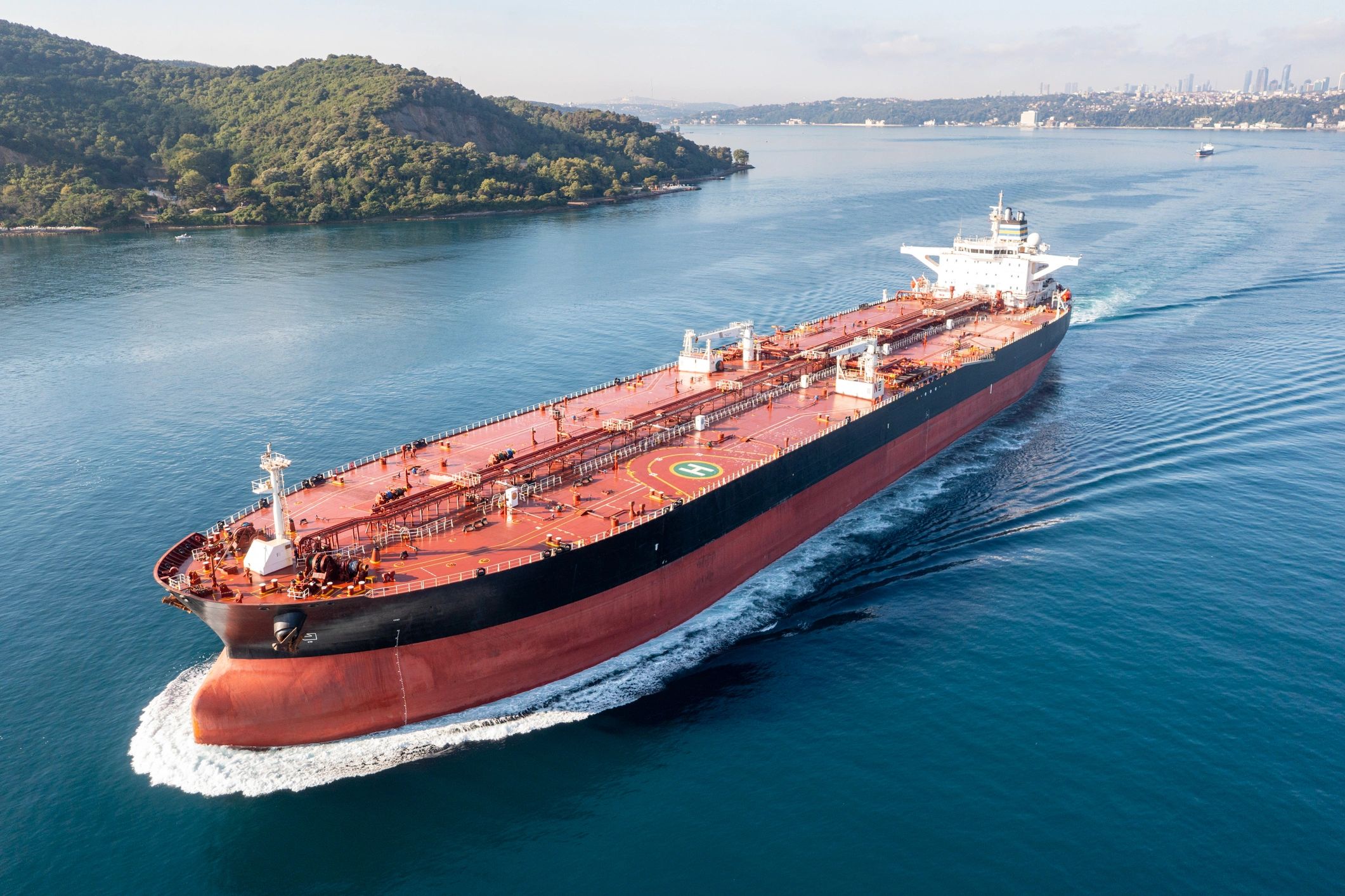 Oil tanker navigating a major trade route